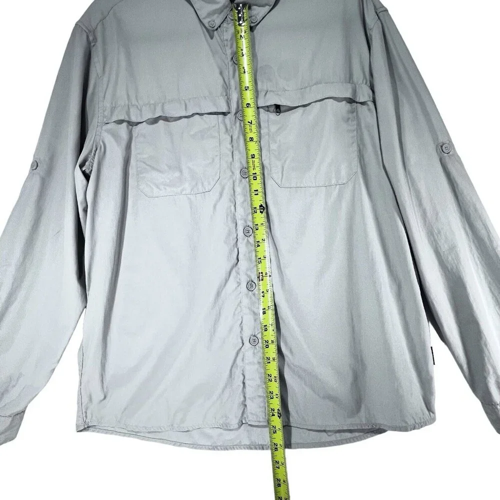 White Sierra Outdoor Shirt Beige Medium Fishing Hiking Vented Rolled Sleeves - Picture 15 of 16